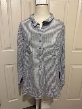 John Mark Long Sleeve Mix Combo Linen Tencel  Tunic Top Bohemian